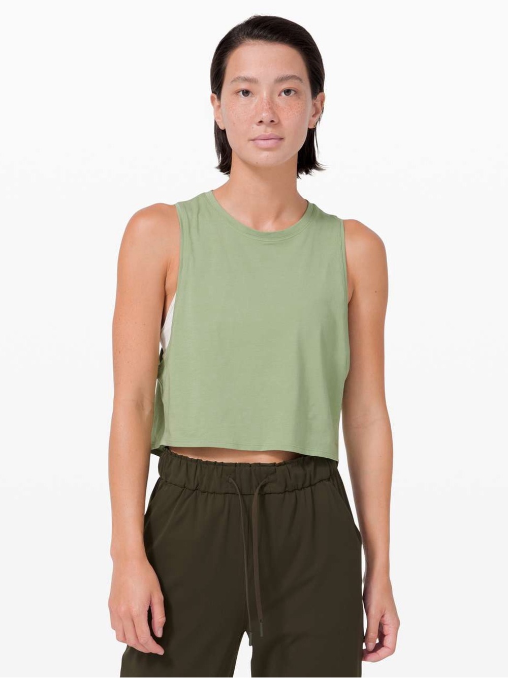 Lululemon Cut Back Crop Tank Vista Green Pima Cotton